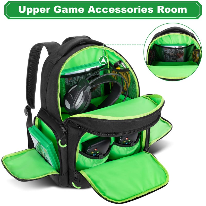 PGmoon Carry Backpack Compatible with Xbox Series X/S Console, Travel Carrying Case with Separate Storage Room for Console, Headset, Controllers, Multiple Pockets for Gaming Accessories(Patent Design) - Image 3