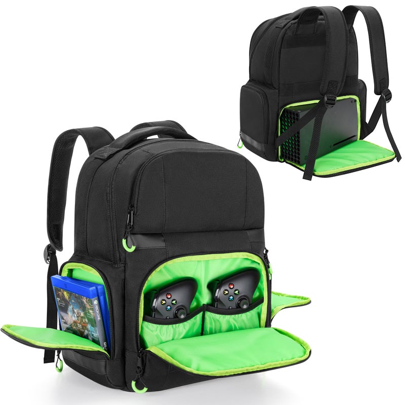 PGmoon Carry Backpack Compatible with Xbox Series X/S Console, Travel Carrying Case with Separate Storage Room for Console, Headset, Controllers, Multiple Pockets for Gaming Accessories(Patent Design) - Image 1