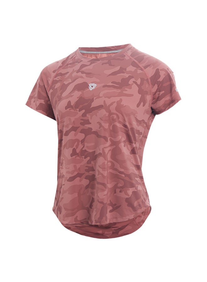 T-shirt Women's Summer Reflective Printed Quick-drying Top Breathable Mesh Crewneck Fitness Short-sleeved Running Jumper Sports Clothing