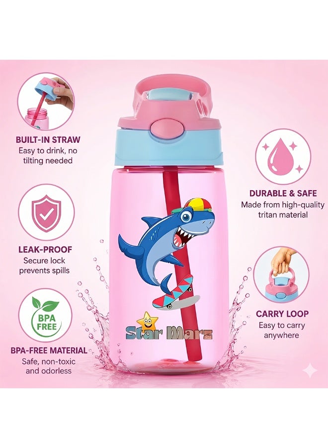 Starmarz Sipper Bottle for Kids - Anti-leak Cartoon Kids Water Bottle for Girls (480 ML) Pink - Image 5