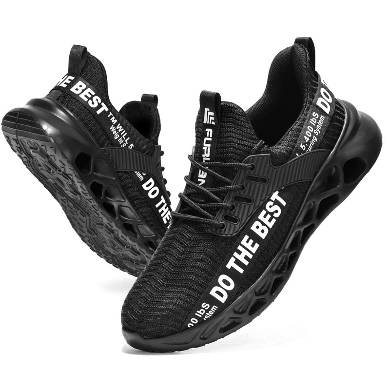 Furuian Steel Toe Sneakers for Men Women Lightweight Safety Shoes Comfortable Puncture Proof Slip On Indestructible Work Shoes Black - Image 1