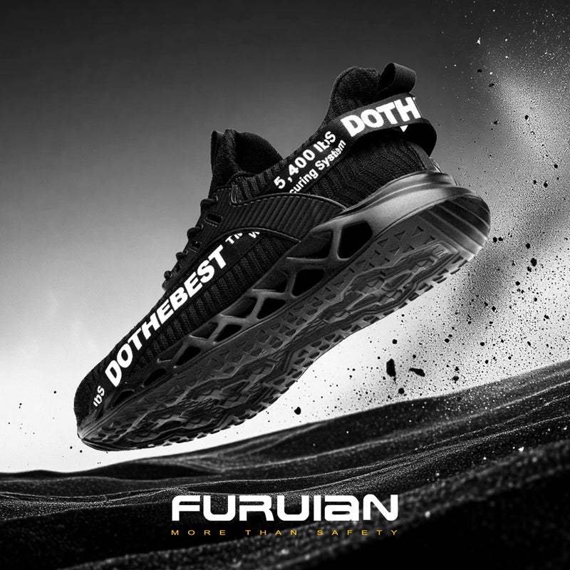 Furuian Steel Toe Sneakers for Men Women Lightweight Safety Shoes Comfortable Puncture Proof Slip On Indestructible Work Shoes Black - Image 4