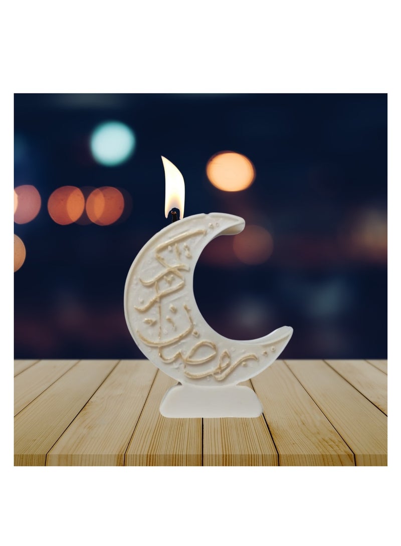 Ramadan Crescent Candle with Sandalwood Scent - 100% Natural Wax - 100g - Handcrafted from Premium Materials - Image 4
