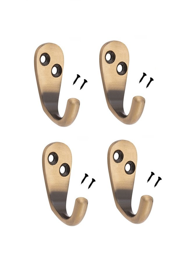 MHS Brass Made Multipurpose Decorative Wall or Door Hooks HangerMounted with Screws (J Type Antique Brass, Pack of 4) - Image 1