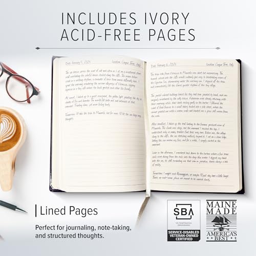 Gallery Leather Journal - Crafted in Maine, USA - Elegant Leather Writing Notebook with 192 Lined Pages - A Timeless Space for Your Thoughts - Acadia Navy, 9.75x7.5, Large Lined - Image 3