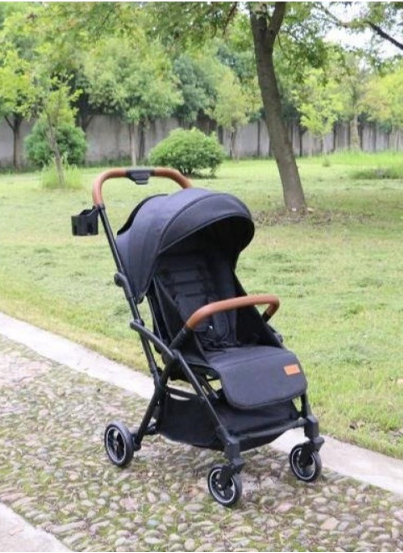 BabyDream Foldable Comfort Stroller, 5-Point Safety Belts - Grey  - Image 4