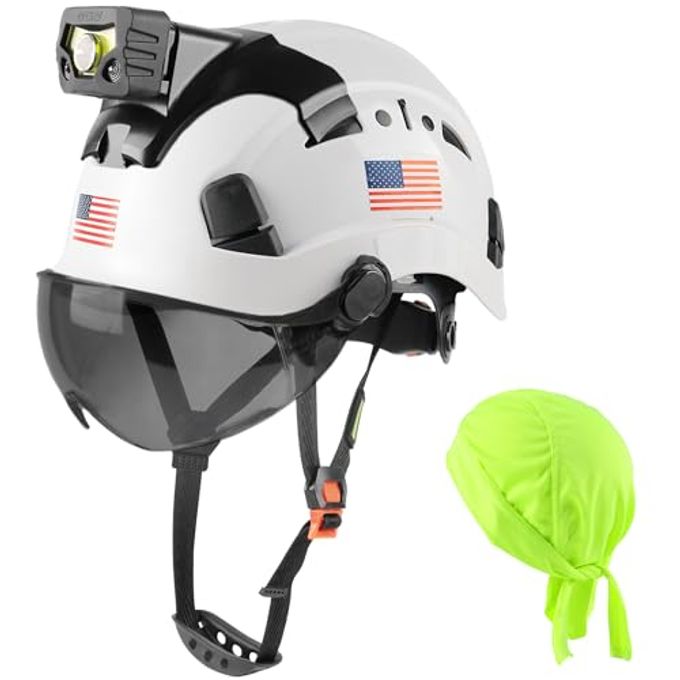 GREEN DEVIL Safety Hard Hat With Rechargeable Headlamp Light Men Vented Work Hardhat Ansi Z89.1 Approved Cascos De Construccion Ideal For Industrial Construction Helmet Liner Included - Image 4