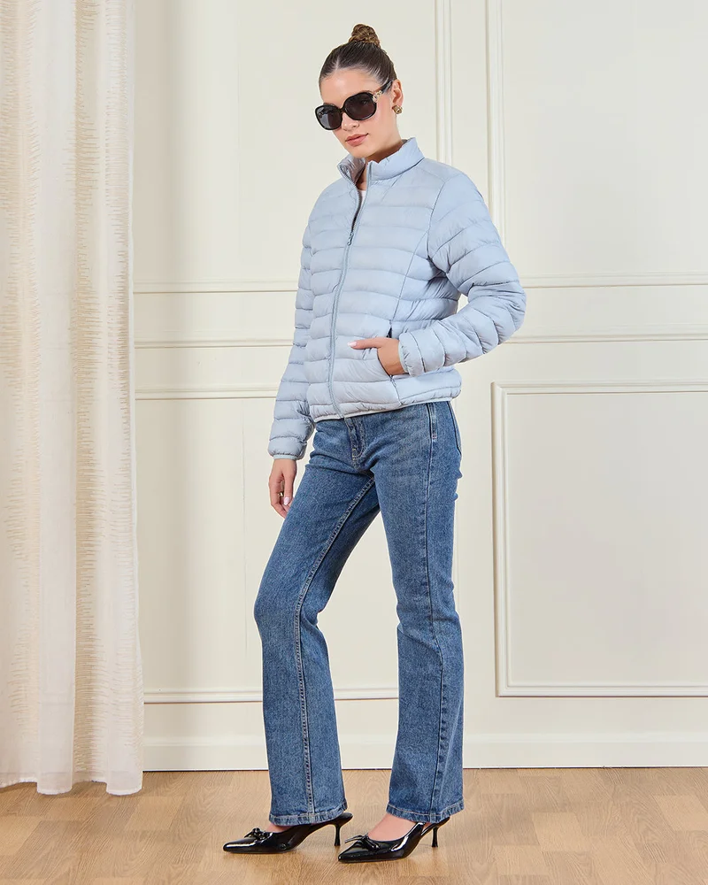 Redtag Women Blue Quilted Jacket