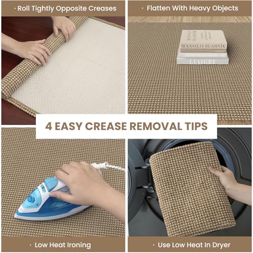 IOHOUZE Small Area Rug 2x3 Washable Woven Rugs for Entryway Non Slip Rubber Backed Kitchen Rugs Indoor Outdoor Doormat Throw Rug Floor Carpet for Entrance Front Door, Orange/Tan/Brown - Image 2