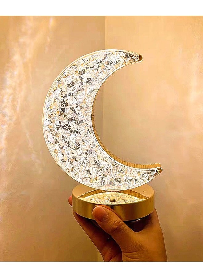 HOMESTAR 3-Way Dimmable Touch Control Moon Crystal Table Lamp Night Light Rechargeable Nightstand Light Crescent Lamp for Ramadan Decor, Bedroom, Living Room, Gifts & Home Ambiance  - Image 4