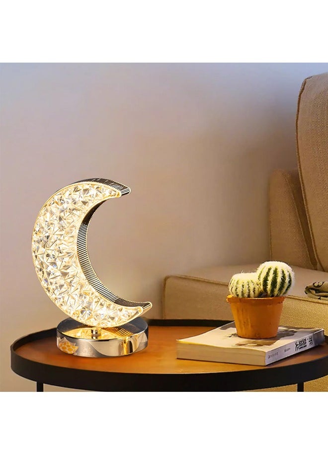 HOMESTAR 3-Way Dimmable Touch Control Moon Crystal Table Lamp Night Light Rechargeable Nightstand Light Crescent Lamp for Ramadan Decor, Bedroom, Living Room, Gifts & Home Ambiance  - Image 3