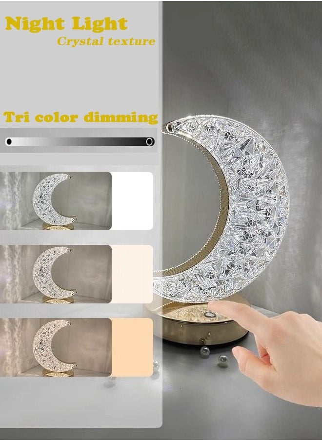 HOMESTAR 3-Way Dimmable Touch Control Moon Crystal Table Lamp Night Light Rechargeable Nightstand Light Crescent Lamp for Ramadan Decor, Bedroom, Living Room, Gifts & Home Ambiance  - Image 2