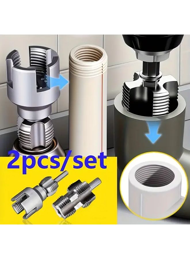 2pcs NPT Pipe Thread Repair Tool Manual Taper Tap Set For PPR PVC Copper Pipes - Image 1
