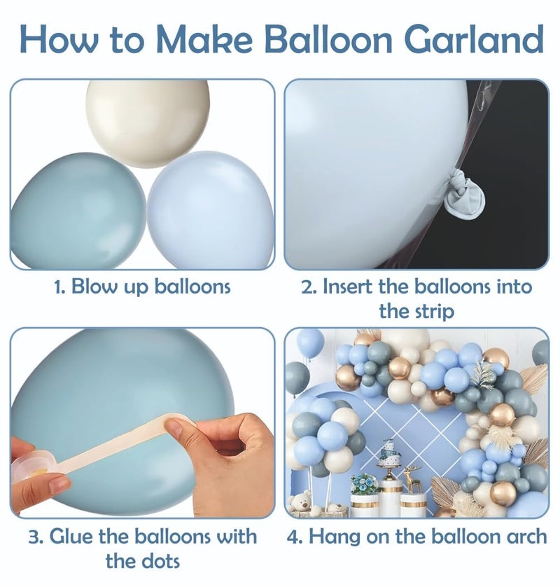 YOURS DECOR Happy Birthday Balloons Decoration Kit - 102 Pcs Blue & White Balloons Garland Birthday Decoration | Birthday Party Decoration Set for Celebrations for Kids & Adults - Image 3