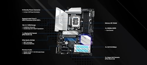 ASRock Intel Core Ultra Z890 Pro RS ATX Motherboard LGA1851 RL-ILM DDR5 8666 MHz 256 GB M.2 PCIe 5.0 Thunderbolt - Image 3