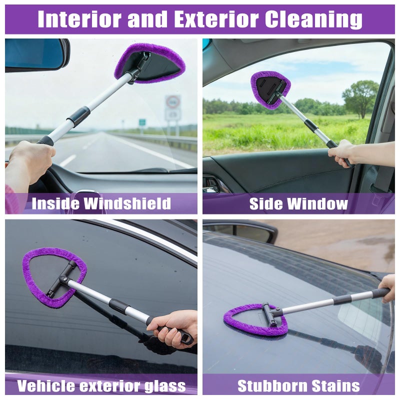 AUTODECO Windshield Cleaner Tool, 17Pcs Car Interior Detailing Kit, Detailing Brush, Towels, Duster, Car Cleaning Kit Interior for RVs, Truck, Trailer (Purple) - Image 3