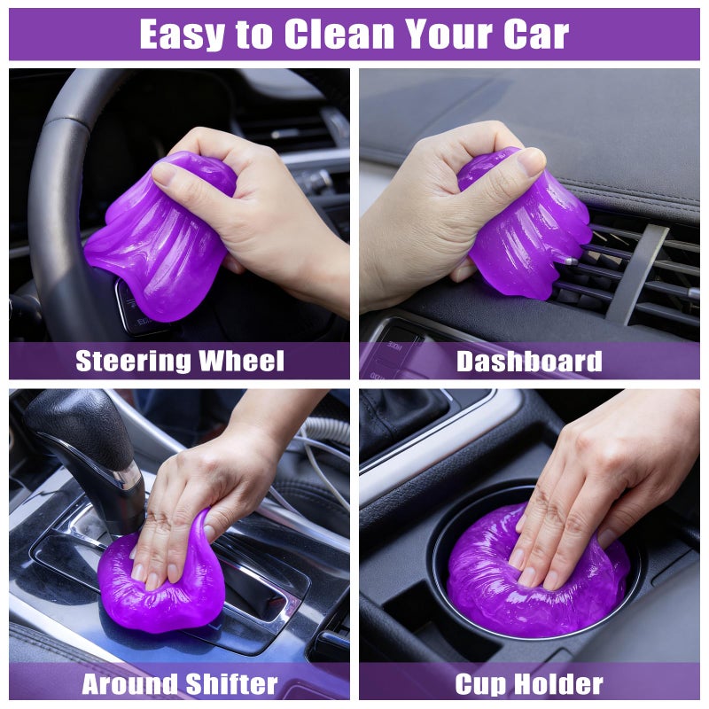 AUTODECO Windshield Cleaner Tool, 17Pcs Car Interior Detailing Kit, Detailing Brush, Towels, Duster, Car Cleaning Kit Interior for RVs, Truck, Trailer (Purple) - Image 5