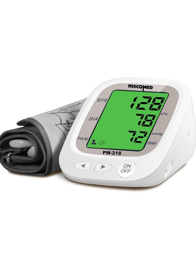 Cofoe - Automatic blood pressure monitor, with speaking voice, smart measurement, internal lithium battery, 2 users memory, irregular heartbeat detection, large LCD display - Image 1