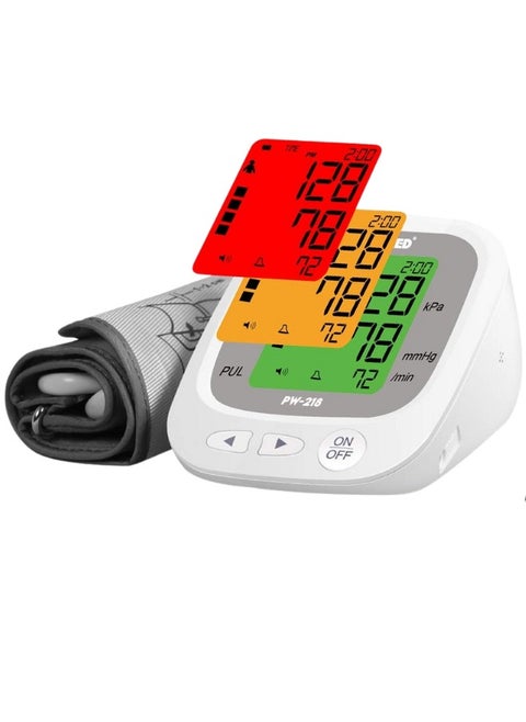 Automatic blood pressure monitor, with speaking voice, smart measurement, internal lithium battery, 2 users memory, irregular heartbeat detection, large LCD display