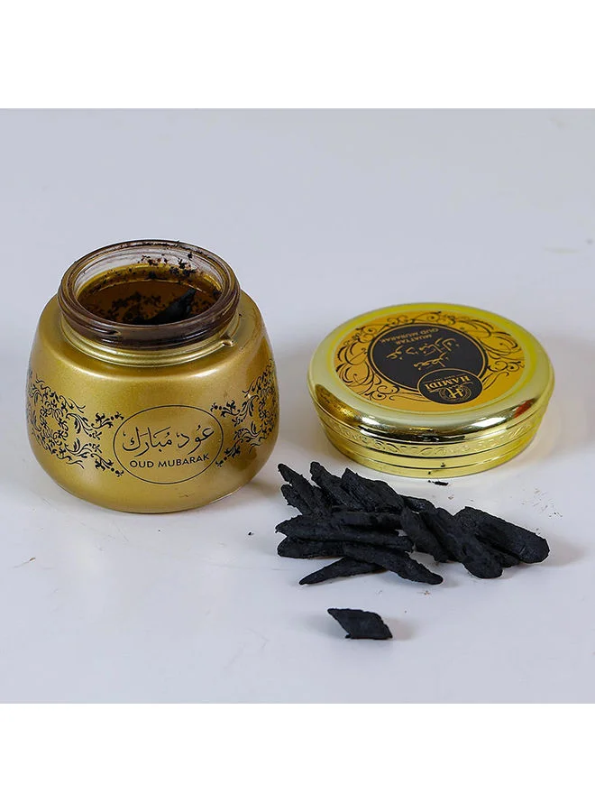 DANUBE HOME Hamidi Muattar Oud Mubarak 40 Grams Incense Sachets And Bakhoor Aromatic Fabric Spray Scents And Fragrances For Home Office Living Room Gold