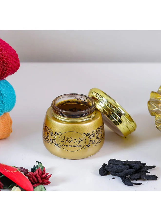 DANUBE HOME Hamidi Muattar Oud Mubarak 40 Grams Incense Sachets And Bakhoor Aromatic Fabric Spray Scents And Fragrances For Home Office Living Room Gold