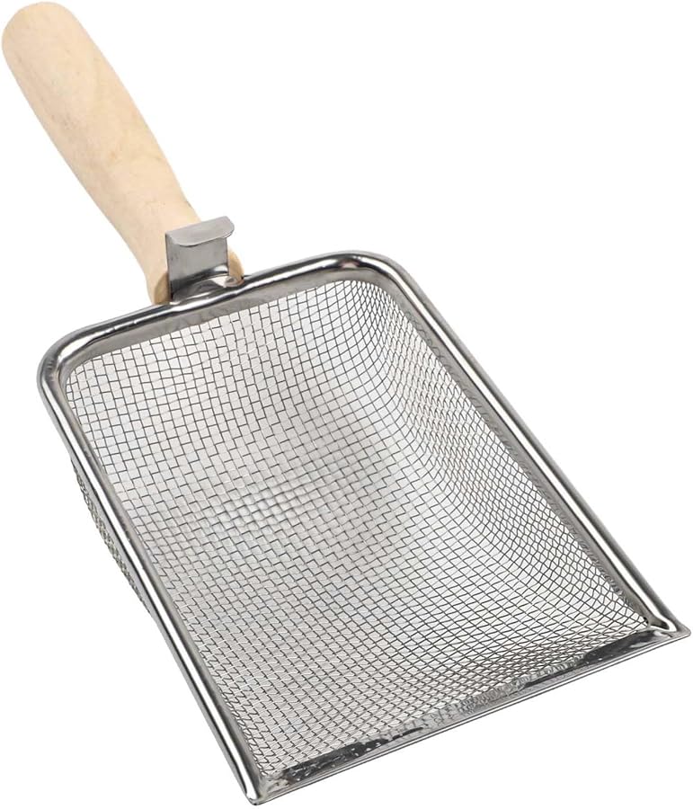 منخل التربة من الفولاذ المقاوم للصدأ بمقبض خشبي مريح 1.5 مم شبكة لتربة التأصيص - Image 2