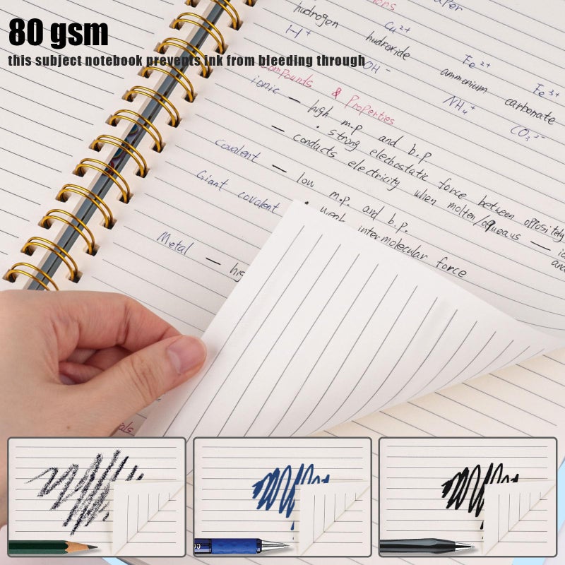 Koogel Spiral Notebook with Tabs, 5 Subject Spiral Notebook College Ruled with Removable Dividers, 200Pages Lined Journals for Women Journals Note Taking Work School Gifts, 5.7x8.3 Inch, Blue - Image 3