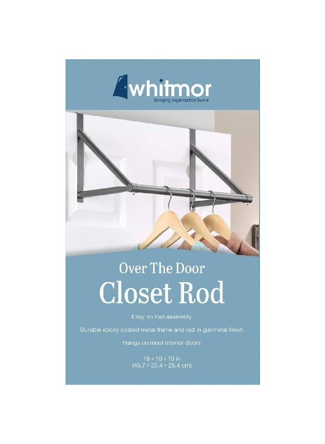 Whitmor Over The Door Epoxy Coated Closet Rod Gunmetal Grey 25.4 x 25.4 x 45.72 cm 6905-3836 - Image 3