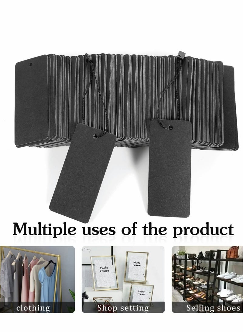 200 Black Hang Tags with String for Gifts and Clothing Easy to Attach Kraft Paper Price Tags  - Image 3