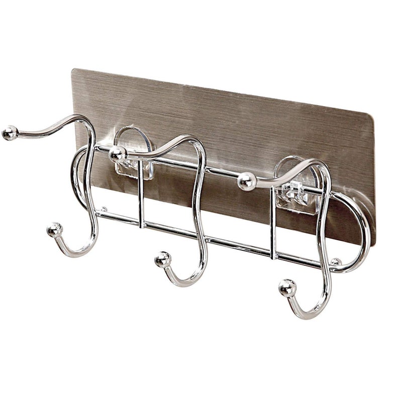 SEMITO Self Adhesive Hooks Rail for Wall to Hang Clothes Towel Keys Purses and Coats Stainless Steel Material Multipurpose Use Bathroom Hook Bedroom Hook Silver Pack of 1 - Image 5