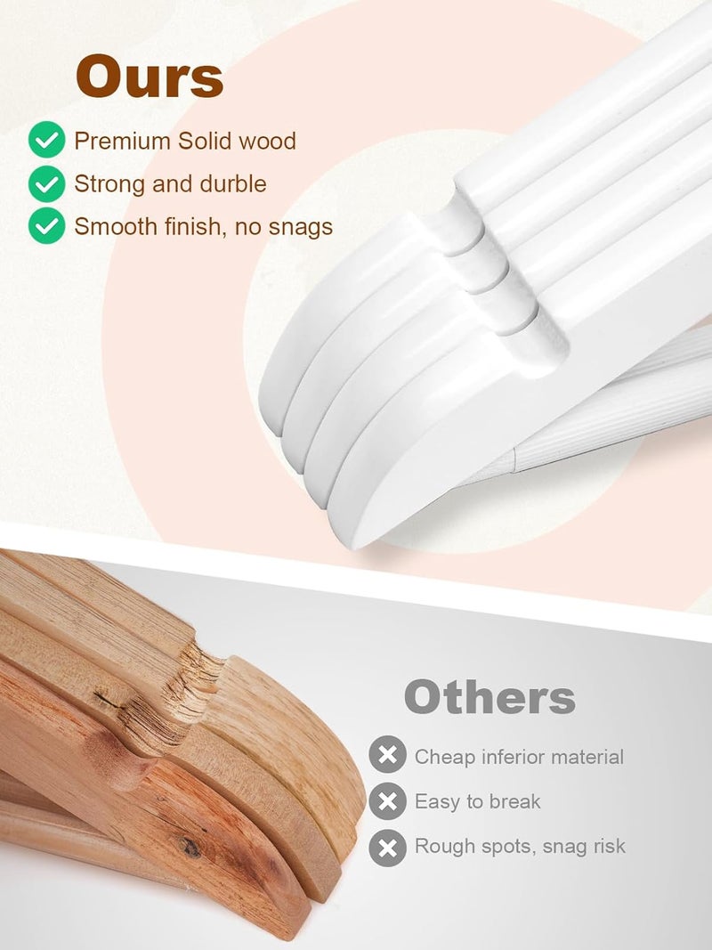 HOUSE DAY 20-Pack White Wooden Hangers - Heavy Duty Smooth Finish for Suit, Coat & Shirt - Image 4