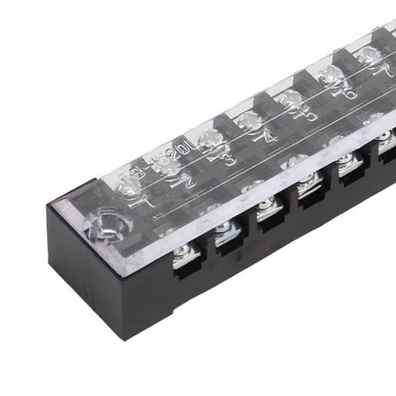 Terminal Block Strip 20 Position Dual Row Screw Type 600V 15A 25 Pieces - Durable ABS Shell, High Conductivity Copper Screws, Ideal for Electrical Wiring and Power Distribution - Image 3
