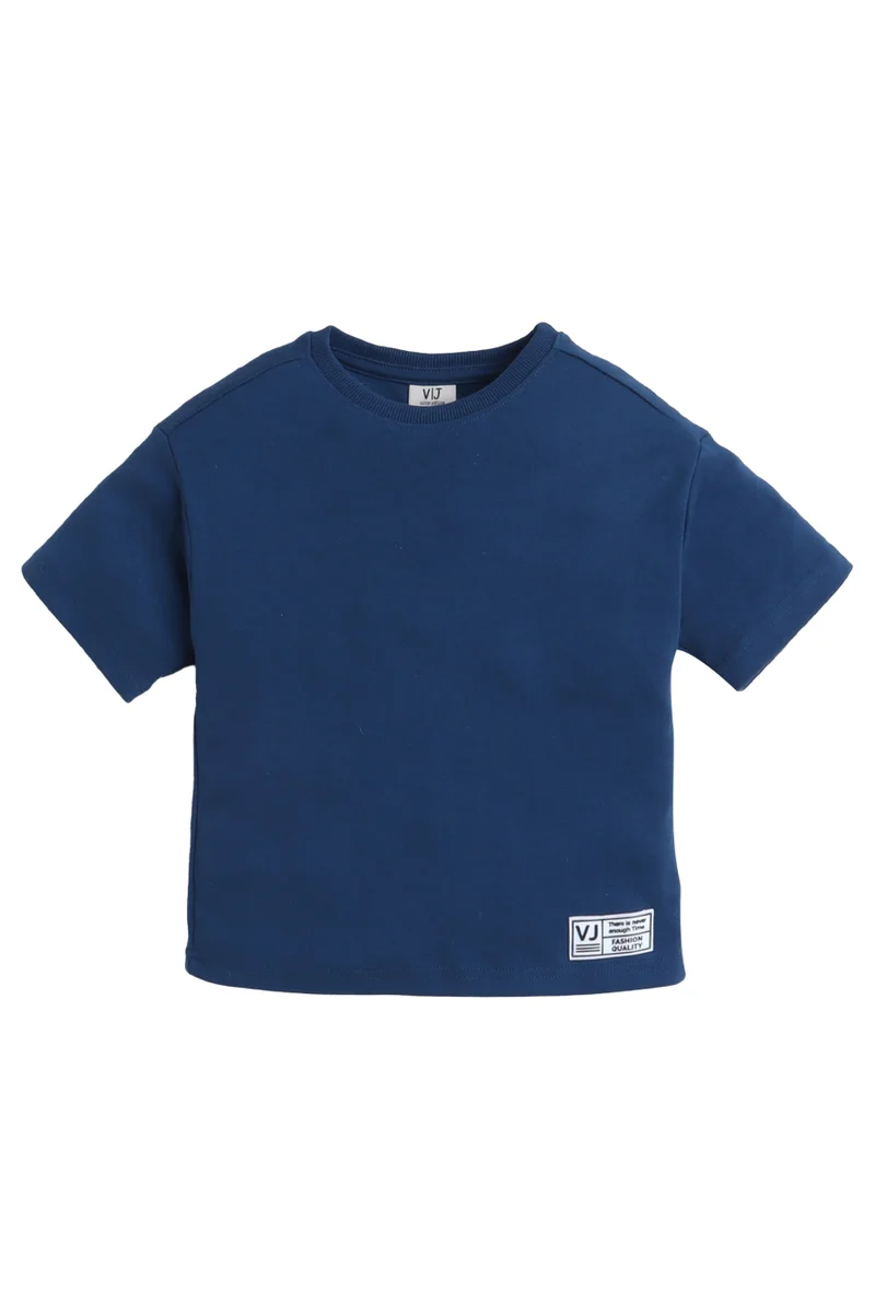 victor and jane "Boys Cotton Interlock Tee & Shorts Set – Navy "