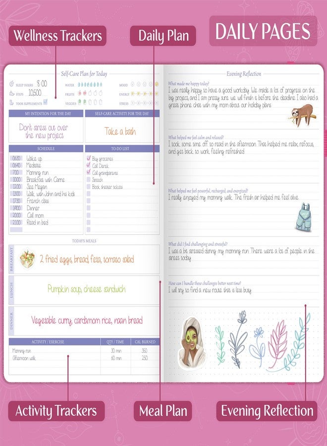 Legend Planner مفكرة العناية الذاتية من ليجند - مفكرة تأملات يومية موجهة لدعم الصحة العقلية والجسدية - دفتر ملاحظات يومي للمزاج والتأمل والتطوير الشخصي - 7.1 × 10.5 بوصة، تدوم 3 أشهر (زهرة بنفسجية) - Image 3