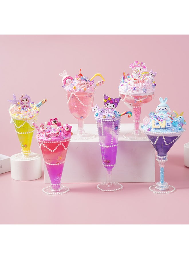 Children's Handmade Diy Material Bag Food Play Crystal Mud Toy Ice Cream Cup Dessert Cup Juice Cup Toy-Specifications:03 Blue Ocean - Image 3