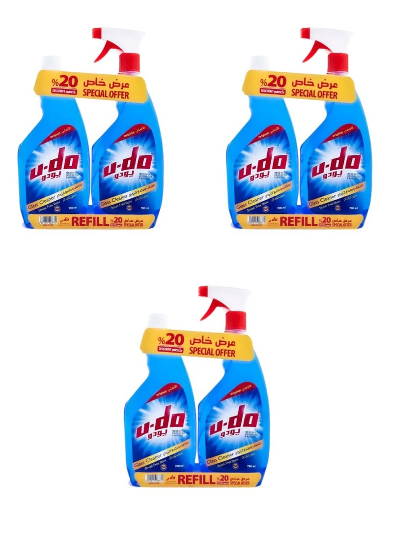 Glass cleaner and polish spray, 700 ml * 6 packs