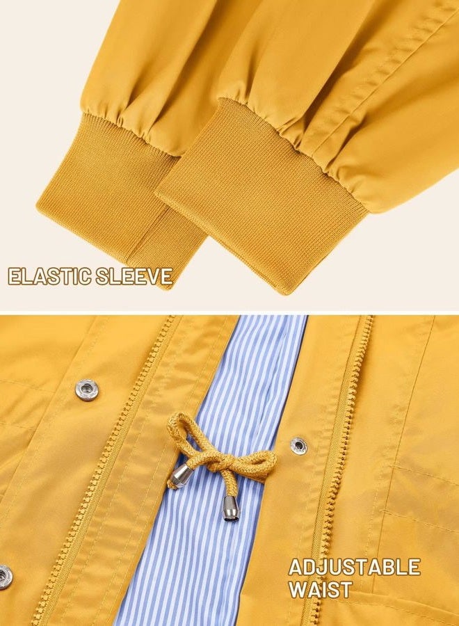 PITINAN Rain Jackets For Women Waterproof Rain Coats with Hood Lightweight Windbreaker Outdoor Womens Raincoats, Yellow, L - Image 5