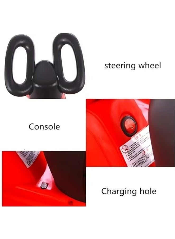 سكوتر كهربائي متعدد الوظائف للاطفال، سكوتر كهربائي رباعي العجلات مع محرك مزدوج وموسيقى واضواءسيارة كهربائية للأطفال / سكوتر متوازن للأطفال الأولاد والبنات سيارة لعبة تتحكم عن بعد - Image 4