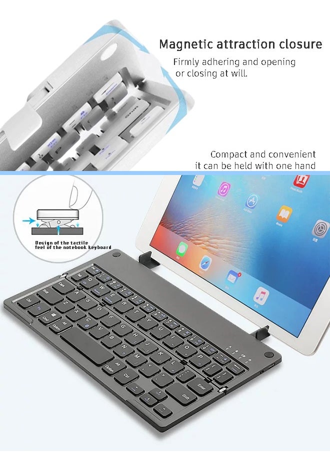 Rich Life - Bi-Fold Bluetooth keyboard with Stand – Type-C Rechargeable Universal Keyboard for Mobile Phone, Tablet & Laptop - Image 1