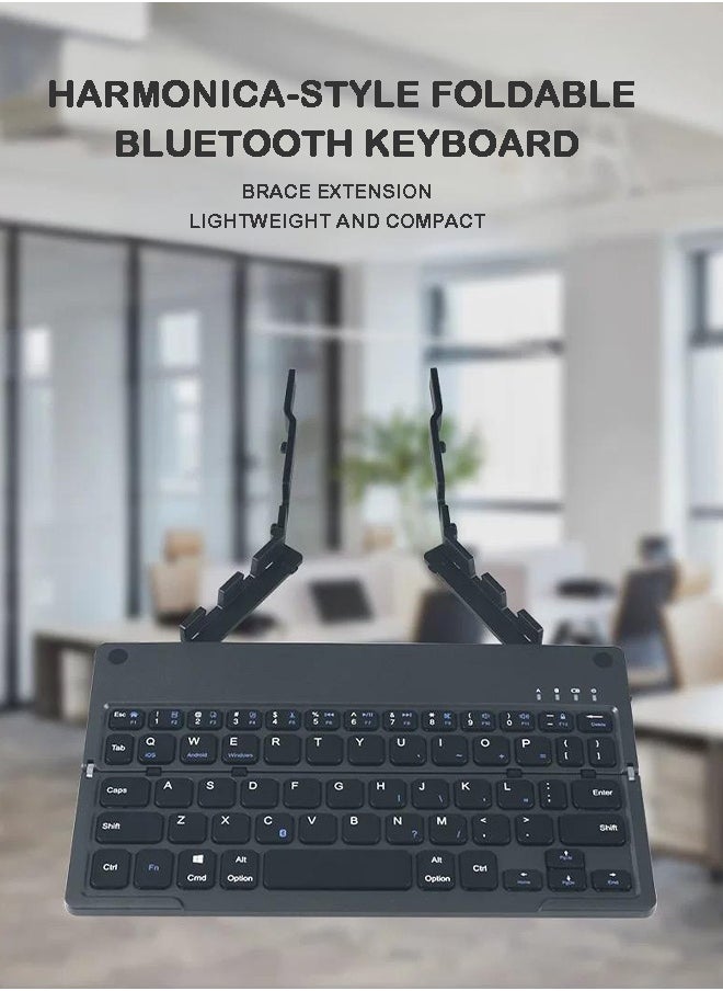 Rich Life - Bi-Fold Bluetooth keyboard with Stand – Type-C Rechargeable Universal Keyboard for Mobile Phone, Tablet & Laptop - Image 1