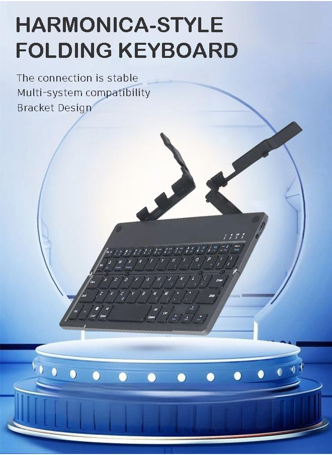 Rich Life - Bi-Fold Bluetooth keyboard with Stand – Type-C Rechargeable Universal Keyboard for Mobile Phone, Tablet & Laptop - Image 1