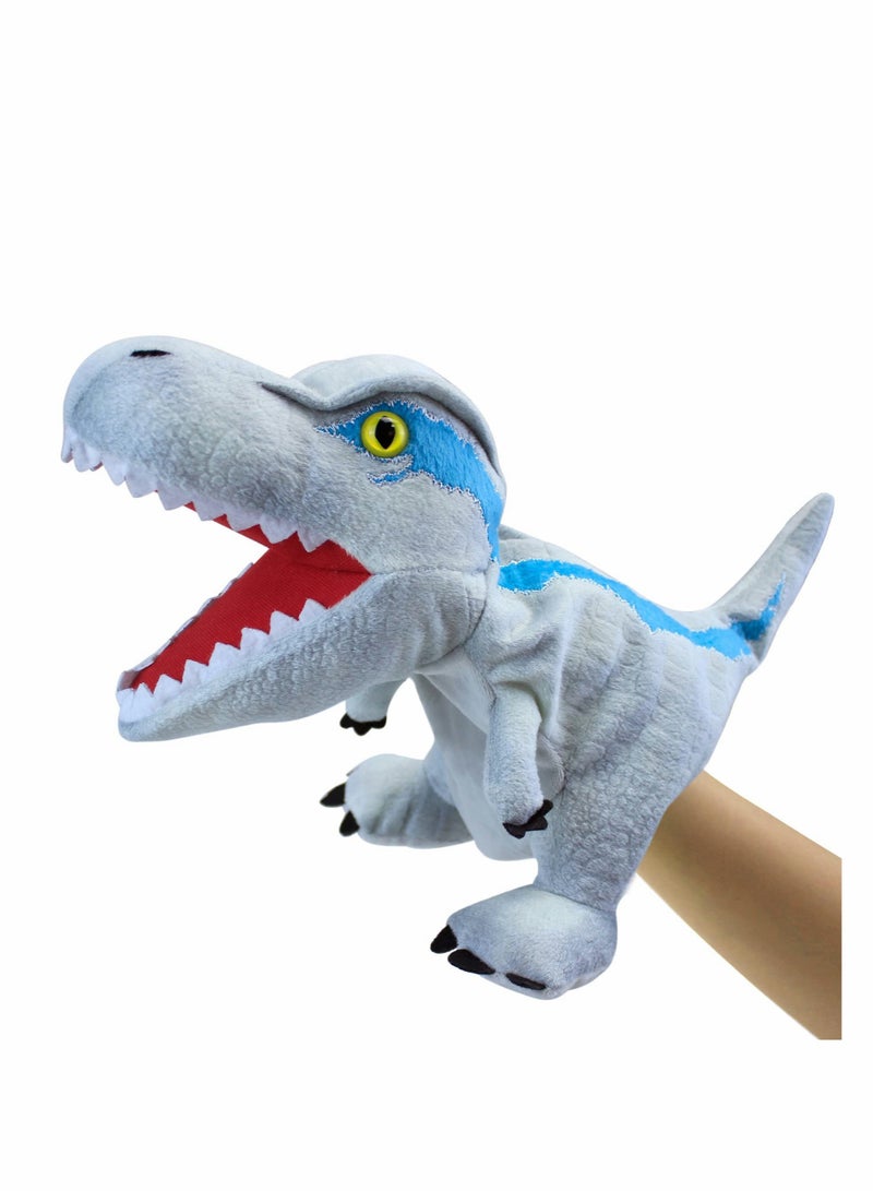 Velociraptor Dinosaur Hand Puppet Soft Plush Toy for Kids, Movable Mouth Finger Puppet, Perfect Birthday Gift for Creative Role Play - Image 1