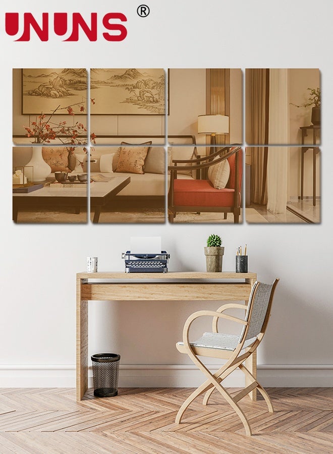 UNUNS 10 قطع ملصقات جدارية من مرآة، بلاط مرآة أكريليك غير قابل للكسر بطول كامل، مرآة بلاستيكية مرنة ثلاثية الأبعاد، بلاط مرآة كامل الجسم لغرفة النوم، صالة الألعاب الرياضية المنزلية، ديكور الجدران المنزلية، 20x20 سم - Image 1