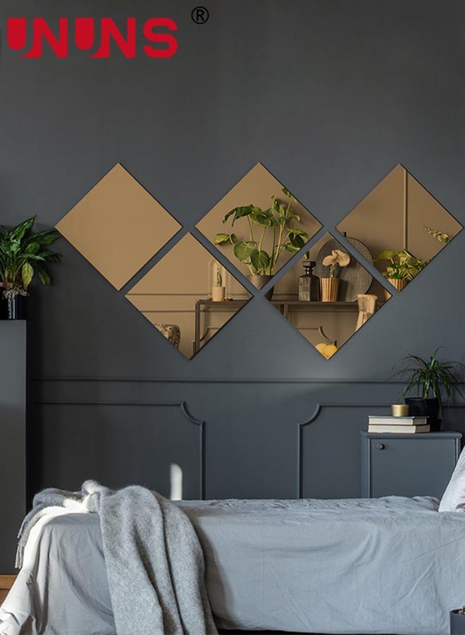 UNUNS 10 قطع ملصقات جدارية من مرآة، بلاط مرآة أكريليك غير قابل للكسر بطول كامل، مرآة بلاستيكية مرنة ثلاثية الأبعاد، بلاط مرآة كامل الجسم لغرفة النوم، صالة الألعاب الرياضية المنزلية، ديكور الجدران المنزلية، 20x20 سم - Image 5