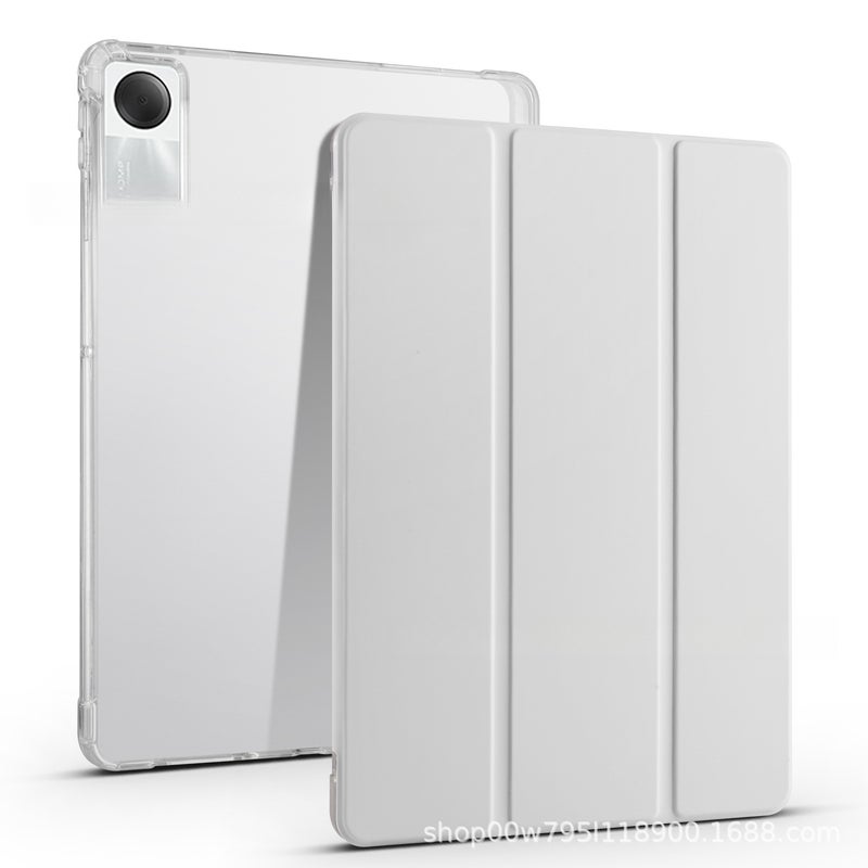 مناسب لحالة حماية جهاز Redmi Pad SE ذو شاشة 11 بوصة - حجل جلدي شفاف ثلاثي الطيات لجهاز ريدمي مع فتحة قلم - لون رمادي فاتح - Redmi Pad SE 11 بوصة - Image 1