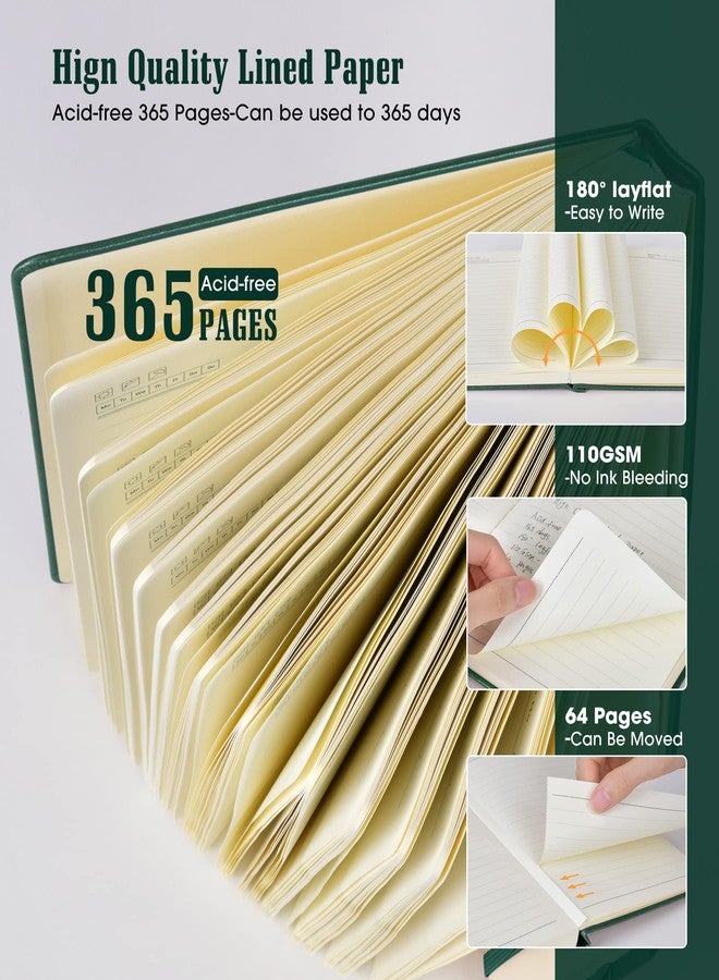 دفتر ملاحظات مسطر، 365 صفحة، مقاس A4 كبير للكتابة، دفتر ملاحظات مسطر، غلاف جلدي مقوى، مناسب للرجال والنساء، دفتر يوميات للعمل وتدوين الملاحظات، ورق سميك 100 غرام/متر مربع (8.5 × 11 بوصة). - Image 3