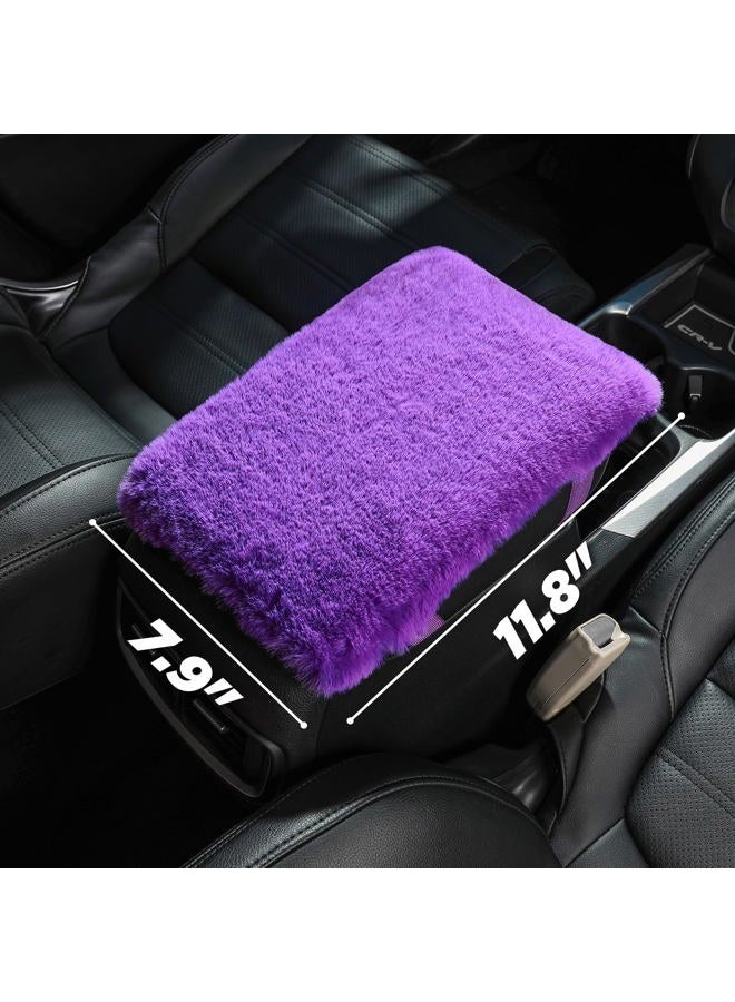SEG Direct Auto Center Console Cover, Furry Car Armrest Cover, Soft Fluffy Middle Console Pad, Car Armrest Seat Box Cover for Women Men, Universal Fit for Most Vehicle, SUV, Truck, Car (Purple) - Image 4