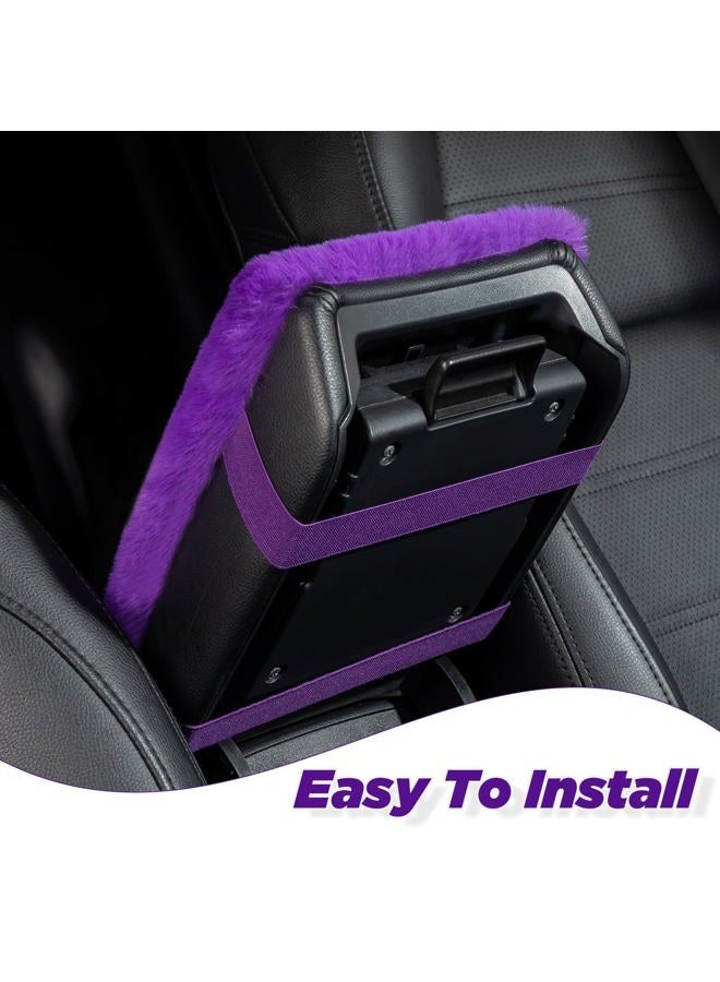SEG Direct Auto Center Console Cover, Furry Car Armrest Cover, Soft Fluffy Middle Console Pad, Car Armrest Seat Box Cover for Women Men, Universal Fit for Most Vehicle, SUV, Truck, Car (Purple) - Image 5