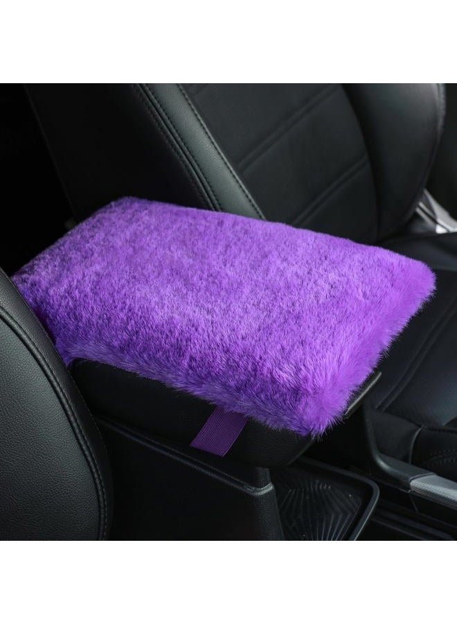 SEG Direct Auto Center Console Cover, Furry Car Armrest Cover, Soft Fluffy Middle Console Pad, Car Armrest Seat Box Cover for Women Men, Universal Fit for Most Vehicle, SUV, Truck, Car (Purple) - Image 1