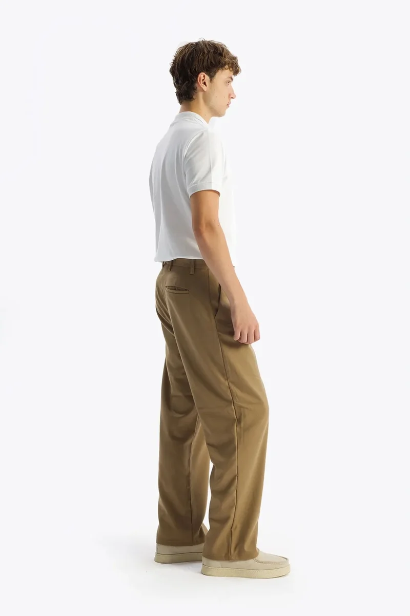 Giesto Tan Natural GIESTO Pleated Mid Waist Straight Leg Pants for Men | Best Price UAE